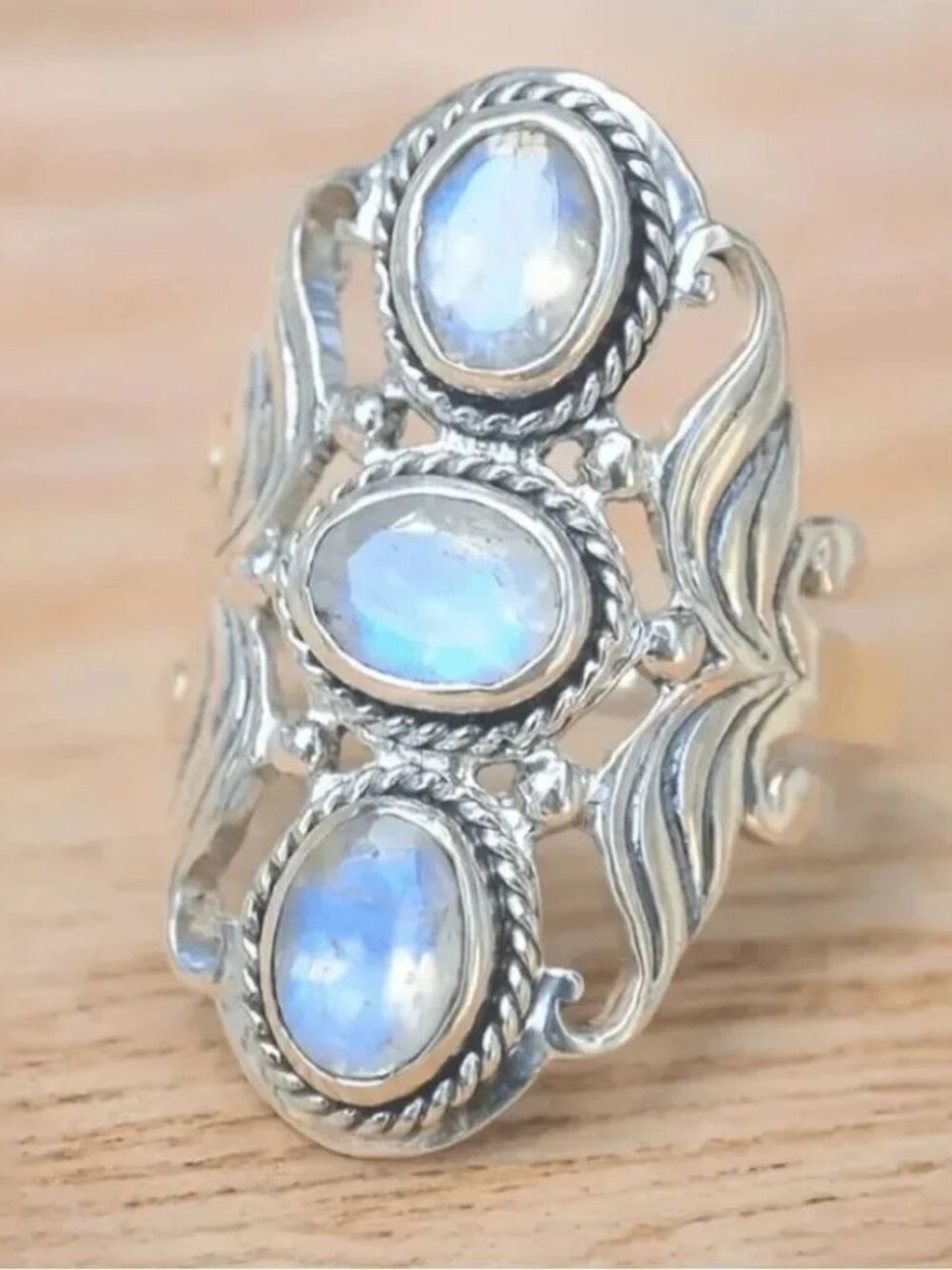 ElegantSilver and blue RingN1124